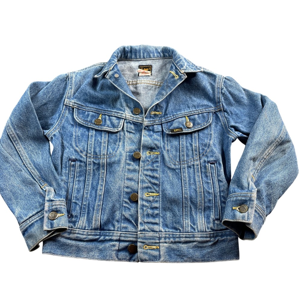 Vintage‎ Lee Denim Jacket Kids Youth Size 10 Blue Jean Trucker Made in USA